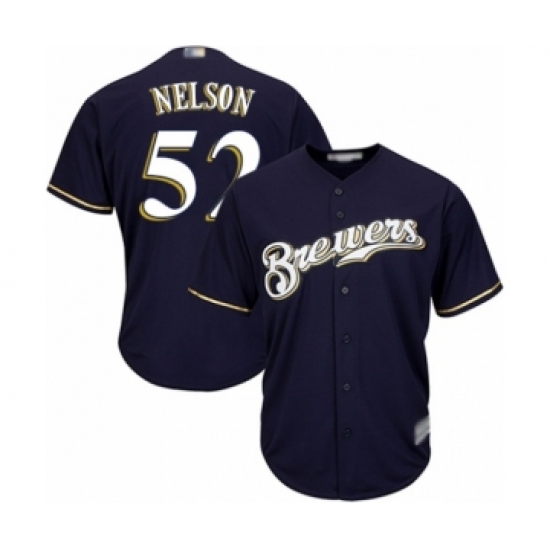Youth Milwaukee Brewers #52 Jimmy Nelson Authentic Navy Blue Alternate Cool Base Baseball Player Jersey - Ujersey