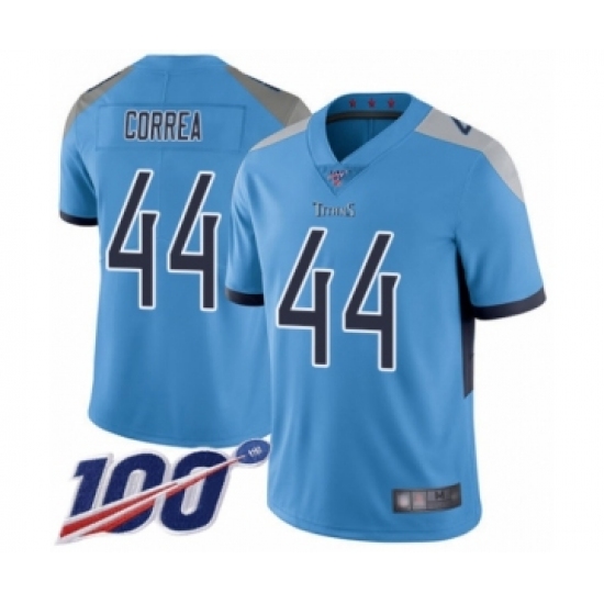 Men's Tennessee Titans #44 Kamalei Correa Light Blue Alternate Vapor Untouchable Limited Player 100th Season Football Jersey - Ujersey