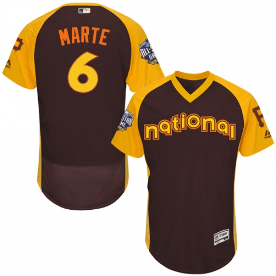 Men's Majestic Pittsburgh Pirates #6 Starling Marte Brown 2016 All-Star National League BP Authentic Collection Flex Base MLB Jersey - Ujersey