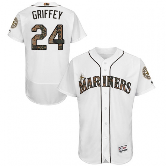 Men's Majestic Seattle Mariners #24 Ken Griffey Authentic White 2016 Memorial Day Fashion Flex Base MLB Jersey - Ujersey