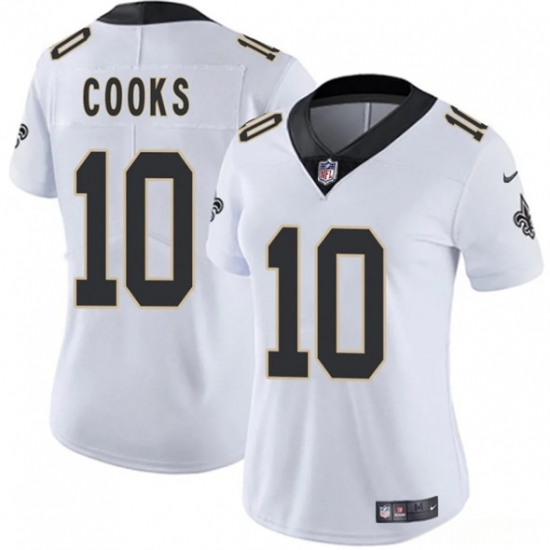 Women's New Orleans Saints #10 Brandin Cooks White 2025 Vapor Limited Football Stitched Jersey(Run Small) - Ujersey