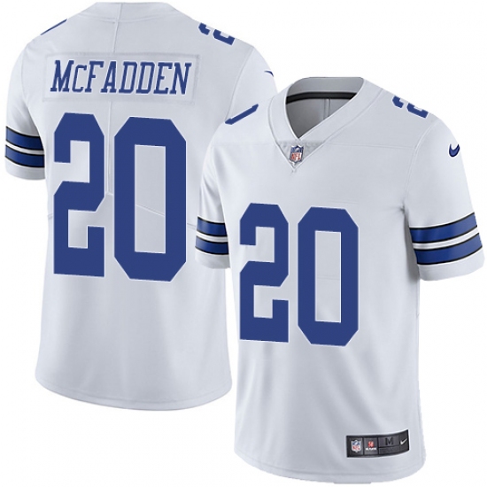 Men's Nike Dallas Cowboys #20 Darren McFadden White Vapor Untouchable Limited Player NFL Jersey - Ujersey