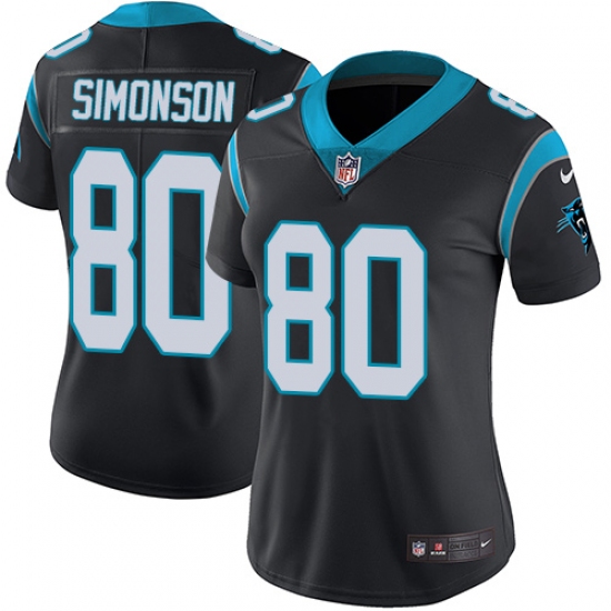 Women's Nike Carolina Panthers #80 Scott Simonson Black Team Color Vapor Untouchable Limited Player NFL Jersey - Ujersey