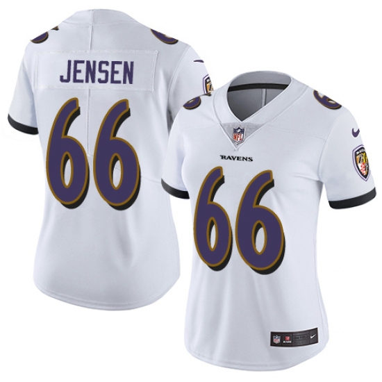 Women's Nike Baltimore Ravens #66 Ryan Jensen White Vapor Untouchable Limited Player NFL Jersey - Ujersey