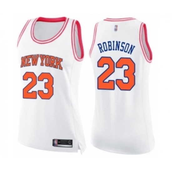 Women's New York Knicks #23 Mitchell Robinson Swingman White Pink Fashion Basketball Jersey - Ujersey