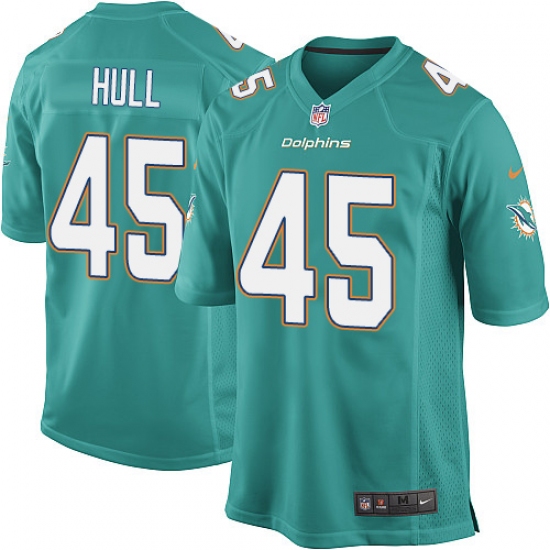 Men's Nike Miami Dolphins #45 Mike Hull Game Aqua Green Team Color NFL Jersey - Ujersey
