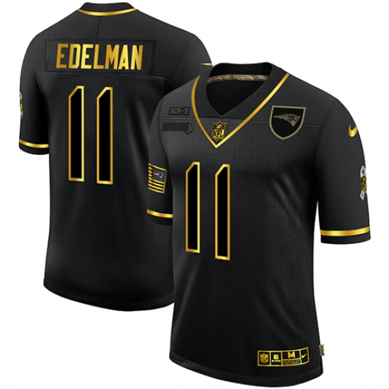 Men's New England Patriots #11 Julian Edelman Olive Gold Nike 2020 Salute To Service Limited Jersey - Ujersey