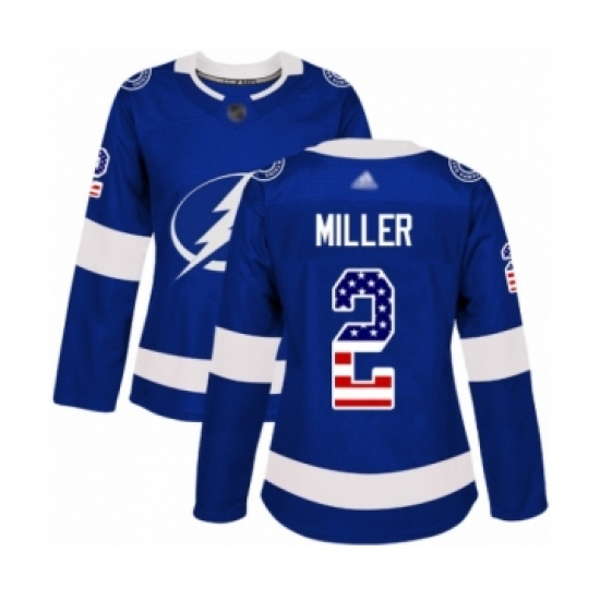 Women's Tampa Bay Lightning #2 Luke Schenn Authentic Blue USA Flag Fashion Hockey Jersey - Ujersey