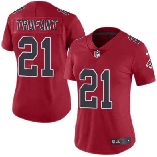 Women's Nike Atlanta Falcons #21 Desmond Trufant Limited Red Rush Vapor Untouchable NFL Jersey - Ujersey