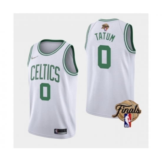 Men's Boston Celtics #0 Jayson Tatum 2022 White NBA Finals Stitched Jersey