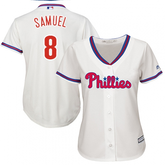 Women's Majestic Philadelphia Phillies #8 Juan Samuel Replica Cream Alternate Cool Base MLB Jersey - Ujersey