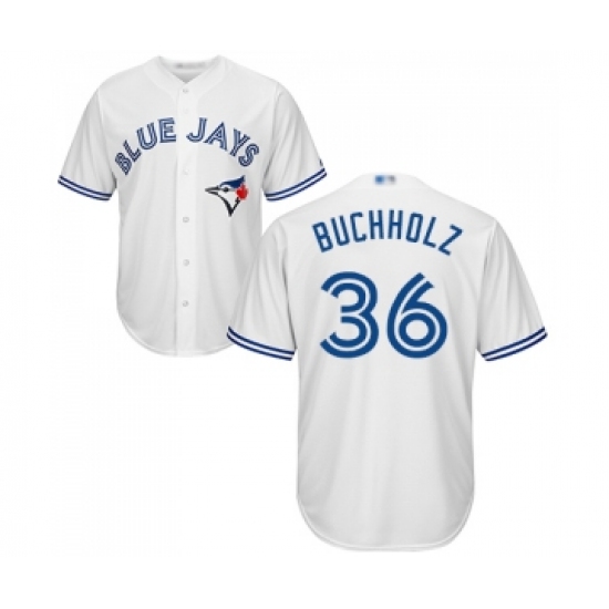 Youth Toronto Blue Jays #36 Clay Buchholz Replica White Home Baseball Jersey - Ujersey