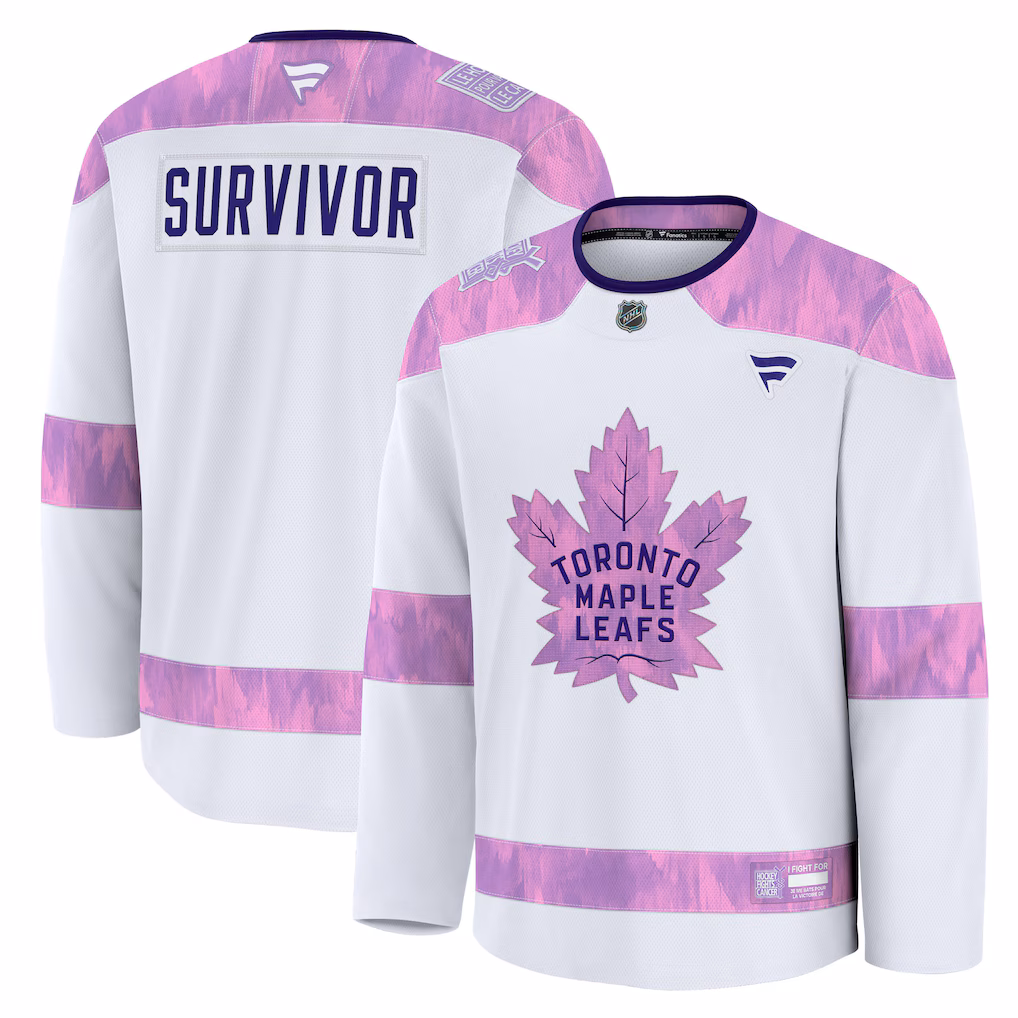 Men's Toronto Maple Leafs Fanatics White Hockey Fights Cancer Survivor Practice Jersey