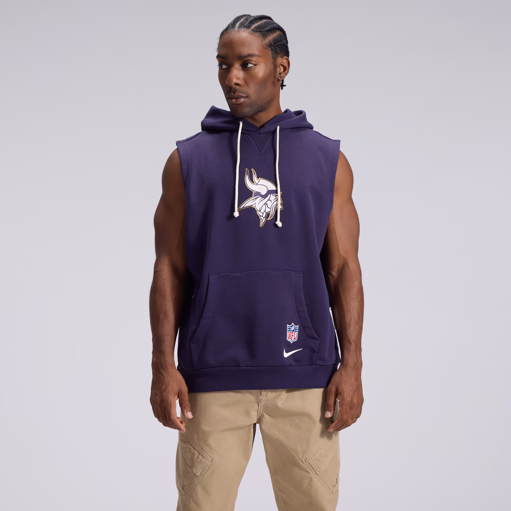 Men's Minnesota Vikings  Nike Purple 2026 Rivalries Collection Sideline Sleeveless Fleece Hoodie - SUjersey01
