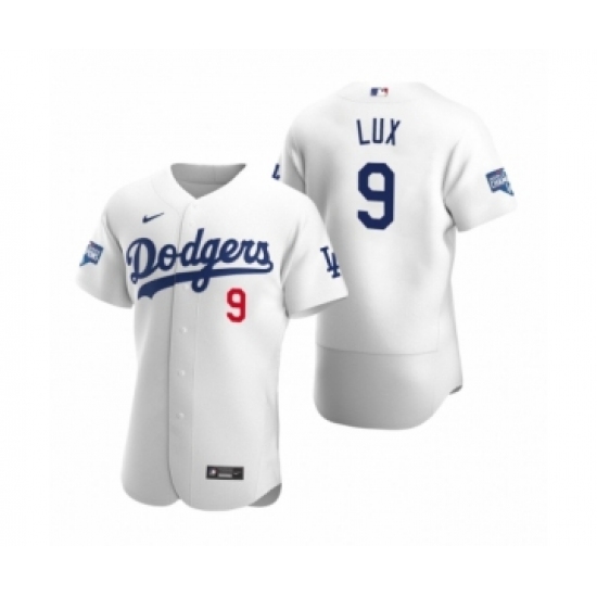Men's Los Angeles Dodgers #9 Gavin Lux White 2020 World Series Champions Authentic Jersey - Ujersey