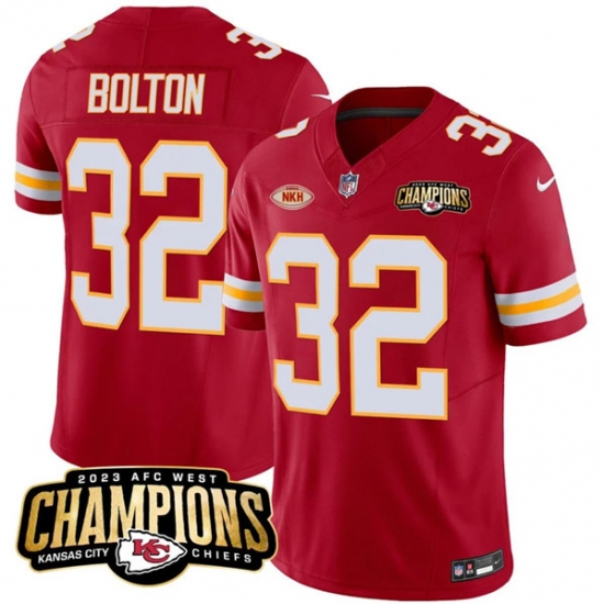 Men’s Kansas City Chiefs #32 Nick Bolton Red 2023 F.U.S.E. AFC West Champions With NKH Vapor Untouchable Limited Football Stitched Jersey - Ujersey