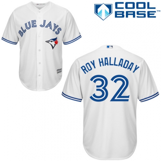 Men's Majestic Toronto Blue Jays #32 Roy Halladay Replica White Home MLB Jersey - Ujersey
