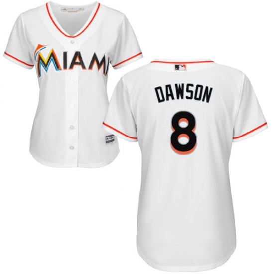 Women's Majestic Miami Marlins #8 Andre Dawson Replica White Home Cool Base MLB Jersey - Ujersey
