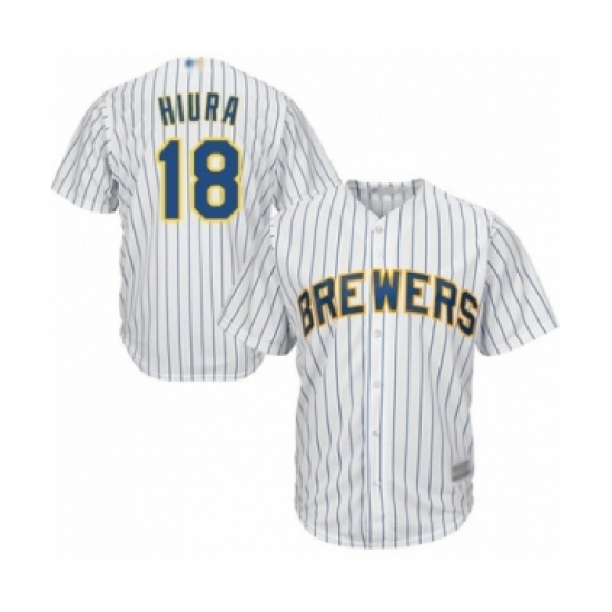 Youth Milwaukee Brewers #18 Keston Hiura Authentic White Alternate Cool Base Baseball Player Jersey - Ujersey