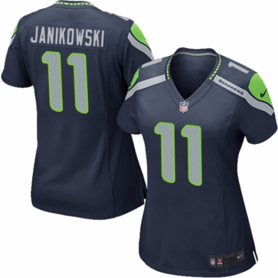 Women's Nike Seattle Seahawks #11 Sebastian Janikowski Game Navy Blue Team Color NFL Jersey - Ujersey
