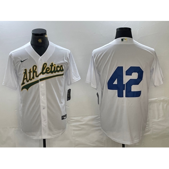 Men's Oakland Athletics #42 Jackie Robinson White Cool Base Stitched Baseball Jersey - Ujersey