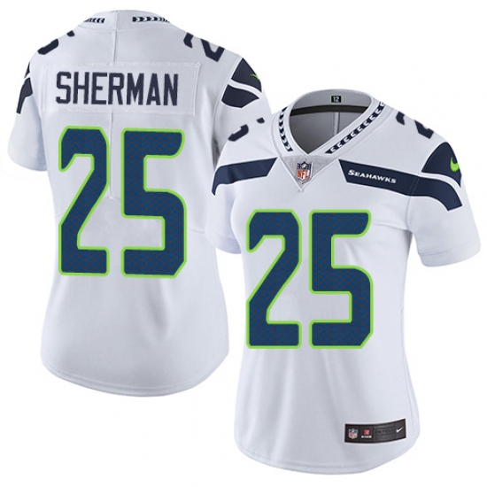 Women's Nike Seattle Seahawks #25 Richard Sherman White Vapor Untouchable Limited Player NFL Jersey - Ujersey