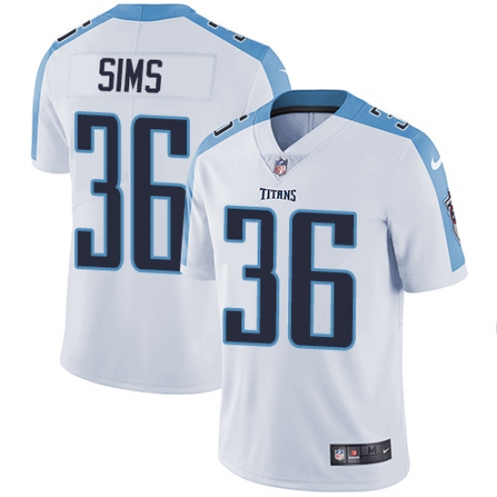 Youth Nike Tennessee Titans #36 LeShaun Sims White Vapor Untouchable Limited Player NFL Jersey - Ujersey