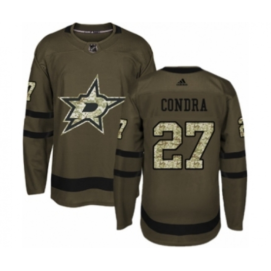 Men's Adidas Dallas Stars #27 Erik Condra Authentic Green Salute to Service NHL Jersey - Ujersey