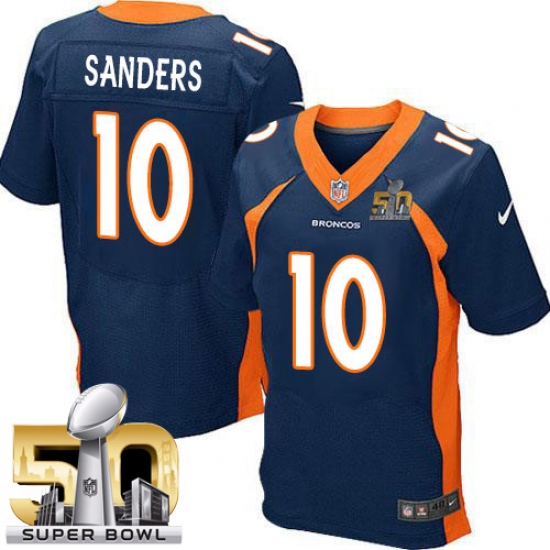 Men's Nike Denver Broncos #10 Emmanuel Sanders Elite Navy Blue Alternate Super Bowl 50 Bound NFL Jersey - Ujersey