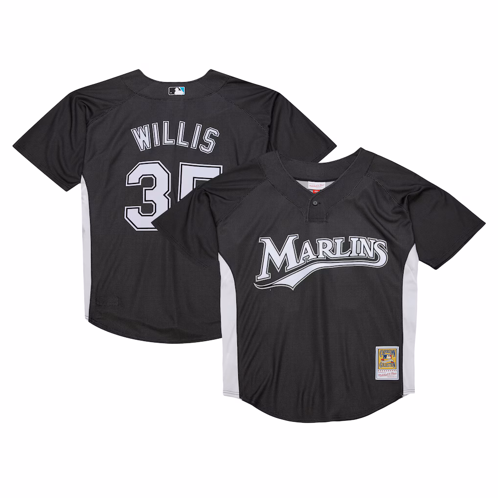 Men's Florida Marlins Dontrelle Willis Mitchell & Ness Black Authentic Batting Practice Jersey