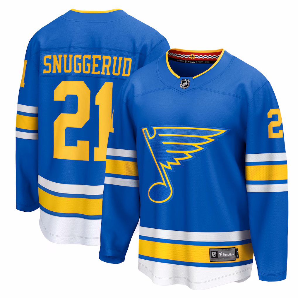 Men's St. Louis Blues Jimmy Snuggerud Fanatics Blue Home Breakaway Jersey - ujerseystore