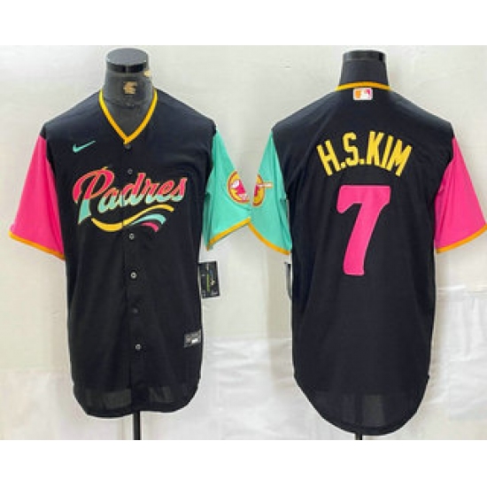 Men's San Diego Padres #7 Ha Seong Kim Black NEW 2023 City Connect Cool Base Stitched Jersey - ujerseystore