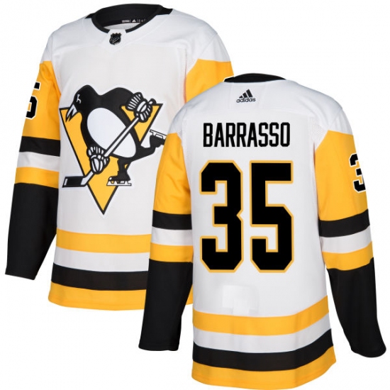 Women's Adidas Pittsburgh Penguins #35 Tom Barrasso Authentic White Away NHL Jersey - Ujersey