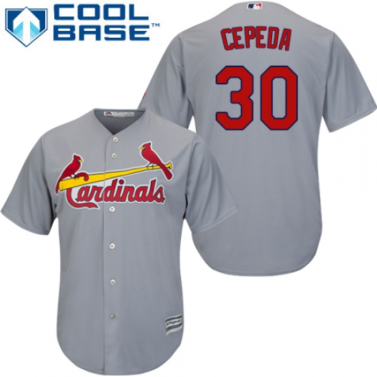 Men's Majestic St. Louis Cardinals #30 Orlando Cepeda Replica Grey Road Cool Base MLB Jersey - Ujersey