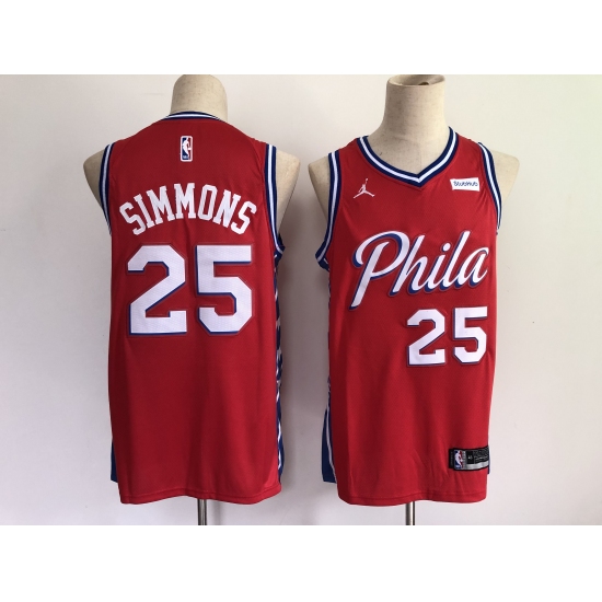 Men's Philadelphia 76ers #25 Ben Simmons Red Basketball Swingman Jersey - Ujersey