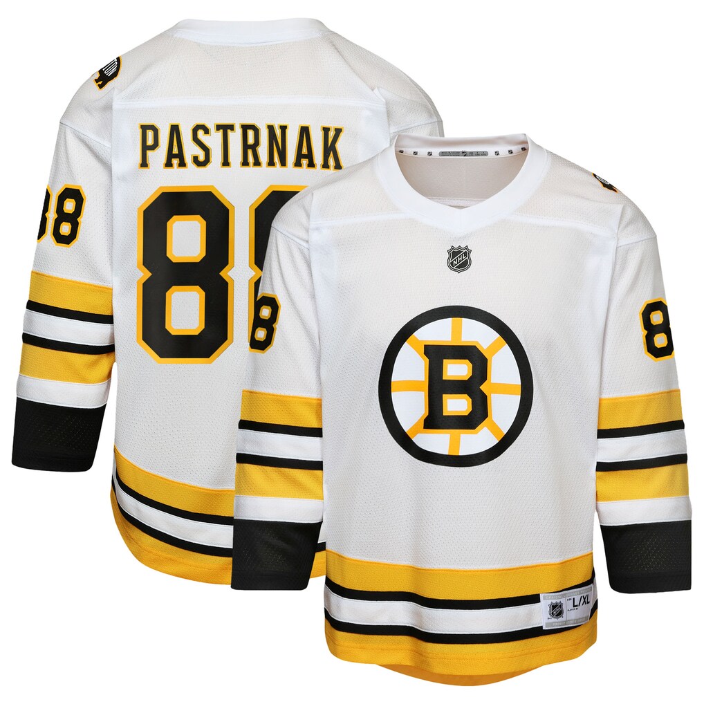Youth Boston Bruins David Pastrnak White Home Replica Player Jersey