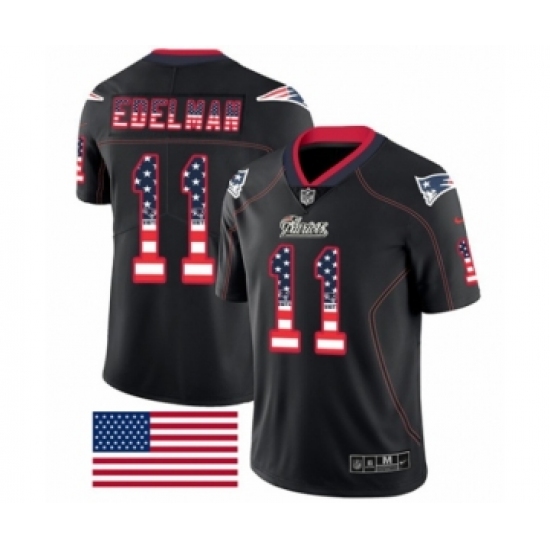 Men's Nike New England Patriots #11 Julian Edelman Limited Black Rush USA Flag NFL Jersey - Ujersey