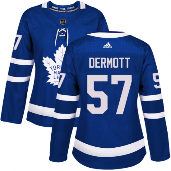 Women's Adidas Toronto Maple Leafs #57 Travis Dermott Authentic Royal Blue Home NHL Jersey - Ujersey