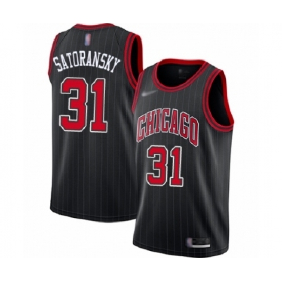 Women's Chicago Bulls #31 Tomas Satoransky Swingman Black Finished Basketball Jersey - Statement Edition - Ujersey