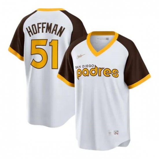 Men's San Diego Padres #51 Trevor Hoffman White Cooperstown Stitched Jersey - Ujersey