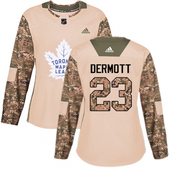 Women's Adidas Toronto Maple Leafs #23 Travis Dermott Authentic Camo Veterans Day Practice NHL Jersey - Ujersey