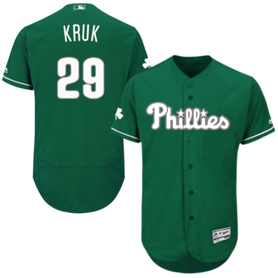 Men's Majestic Philadelphia Phillies #29 John Kruk Green Celtic Flexbase Authentic Collection MLB Jersey - Ujersey
