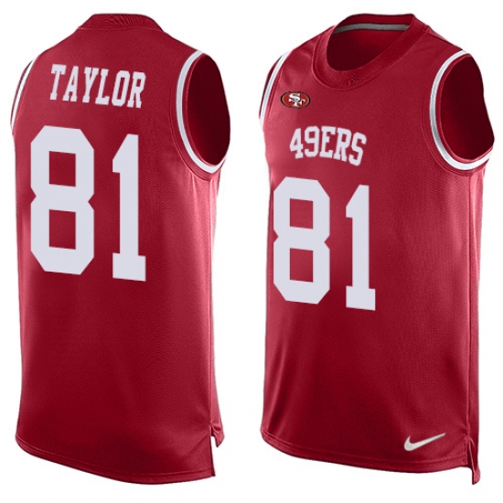 Men's Nike San Francisco 49ers #81 Trent Taylor Limited Red Player Name & Number Tank Top NFL Jersey - Ujersey