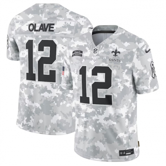 Men's New Orleans Saints #12 Chris Olave 2024 Arctic Camo Salute To Service Limited Stitched Football Jersey - Ujersey
