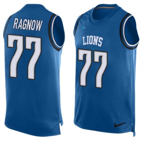 Men's Nike Detroit Lions #77 Frank Ragnow Limited Blue Player Name & Number Tank Top NFL Jersey - Ujersey
