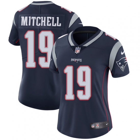 Women's Nike New England Patriots #19 Malcolm Mitchell Navy Blue Team Color Vapor Untouchable Limited Player NFL Jersey - Ujersey