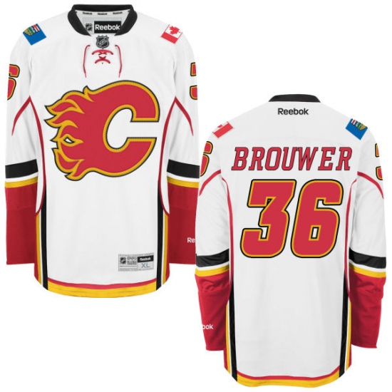 Men's Reebok Calgary Flames #36 Troy Brouwer Authentic White Away NHL Jersey - Ujersey