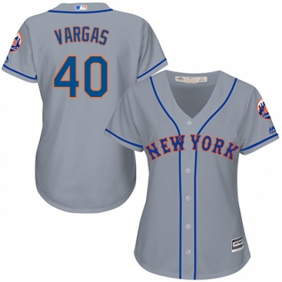 Women's Majestic New York Mets #40 Jason Vargas Authentic Grey Road Cool Base MLB Jersey - Ujersey