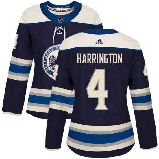 Women's Adidas Columbus Blue Jackets #4 Scott Harrington Authentic Navy Blue Alternate NHL Jersey - Ujersey