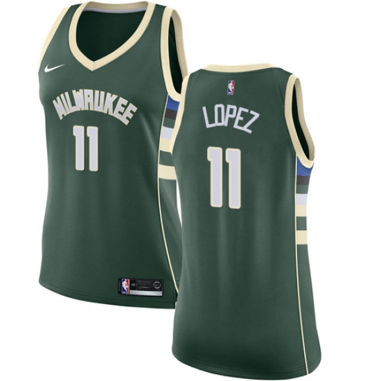 Women's Nike Milwaukee Bucks #11 Brook Lopez Swingman Green NBA Jersey - Icon Edition - Ujersey
